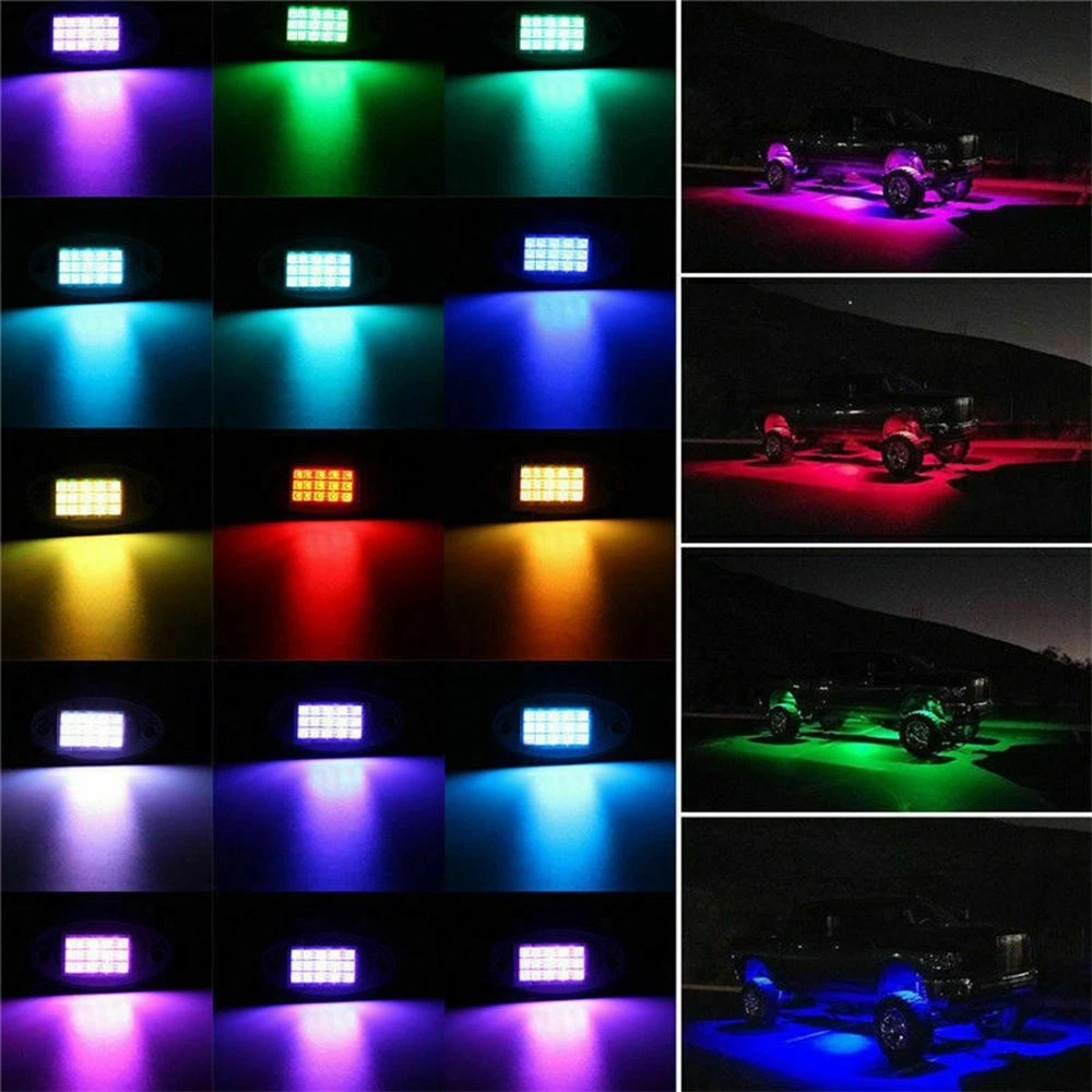 8Pods RGB LED Rock Lights for Offroad Vehicles (Bluetooth Wireless)