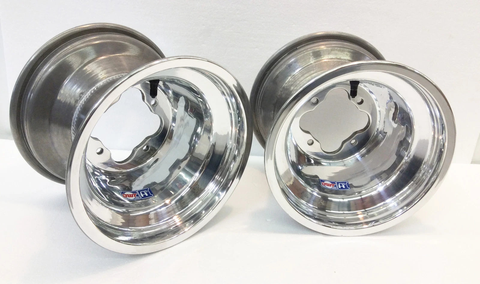 Pair of DWT Polished A5 Rolled Lip ATV Rear Wheels for Honda TRX 250R 450R (1986–2009)