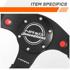 NRG 320mm Leather Wrapped Steering Wheel w/Horn Block Off Plate for