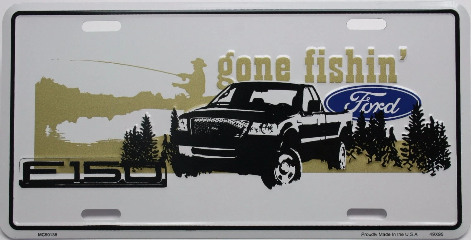 Ford Tough Tag Truck Emblem License Plate Gone Fishing Camo (Fits )