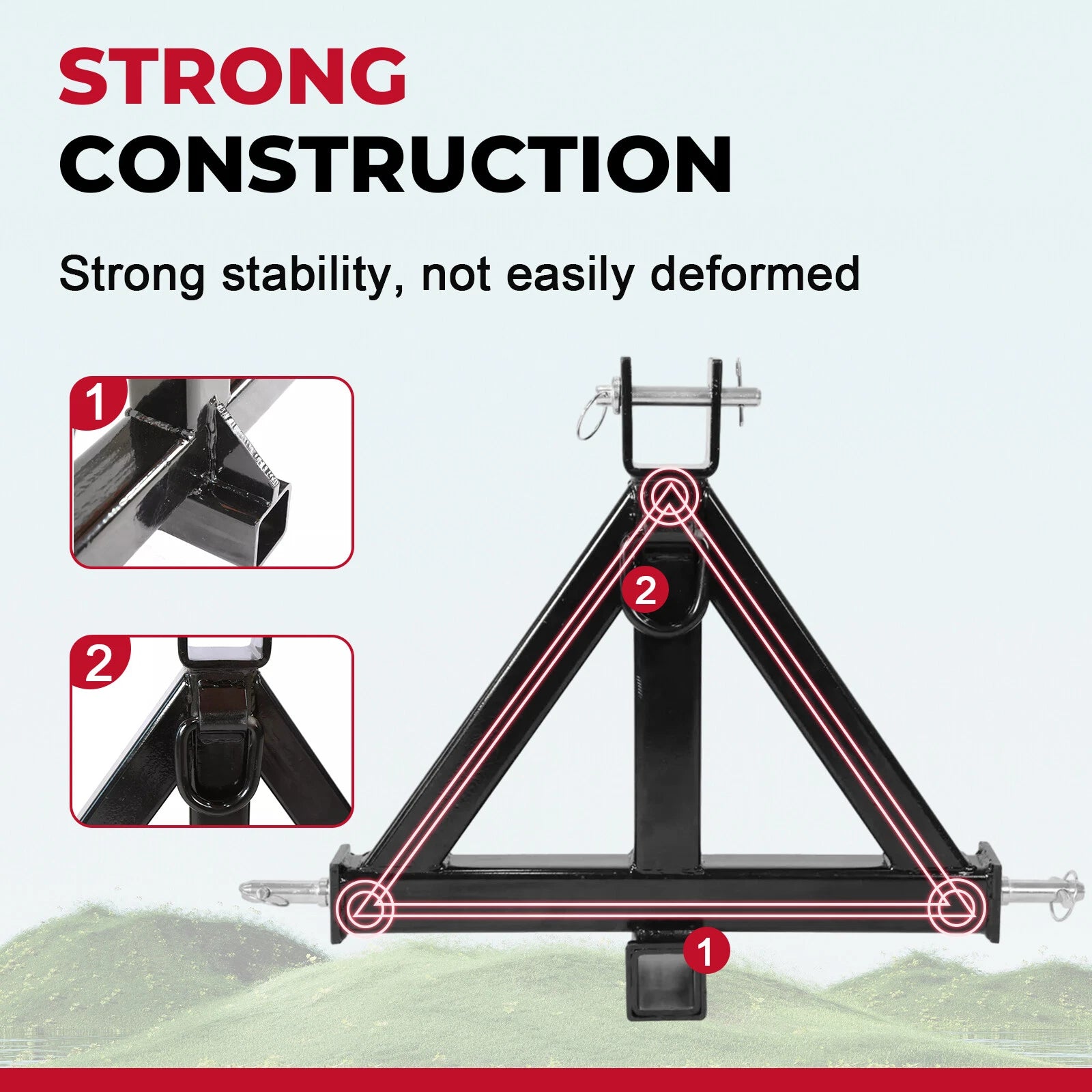 3 Point 2" Receiver Trailer Hitch for Category 1 Tractor