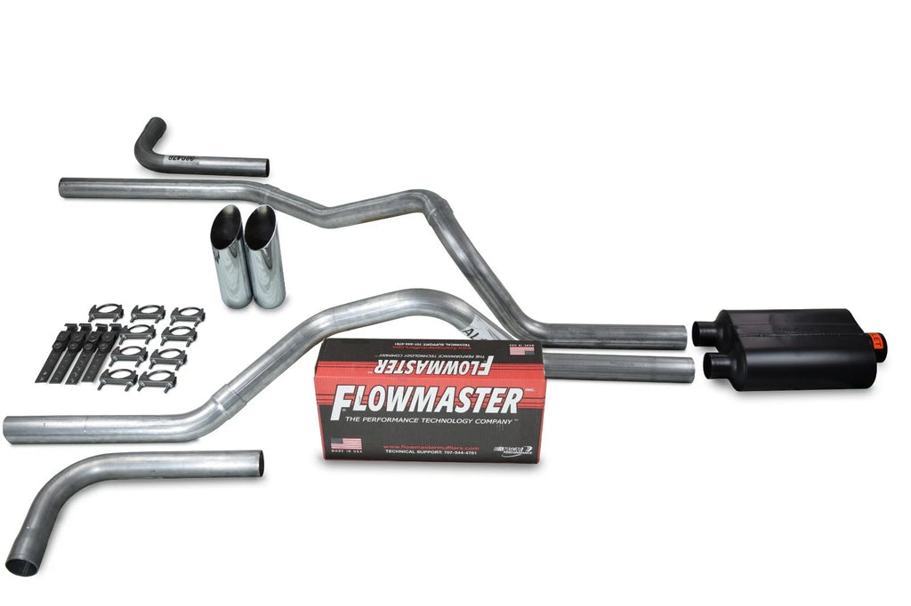 2.5" Dual Exhaust Kit for Dodge Ram 1500 (2009–2018) Flowmaster Super 40 Slash Tip