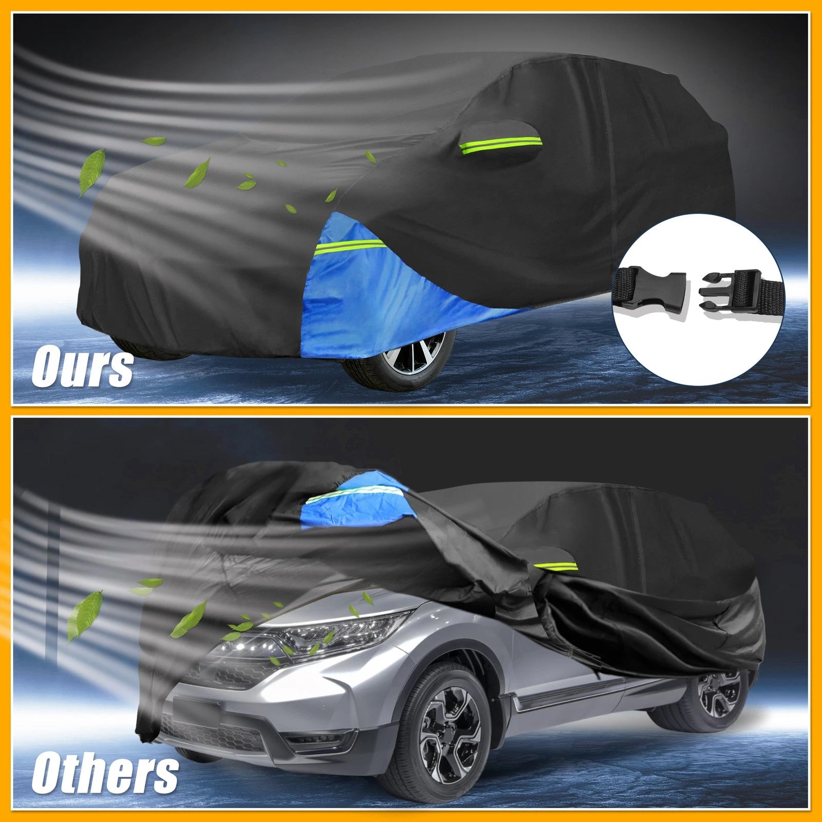 Waterproof Car Cover for Honda CR-V (210D Oxford Cloth, Black/Blue)