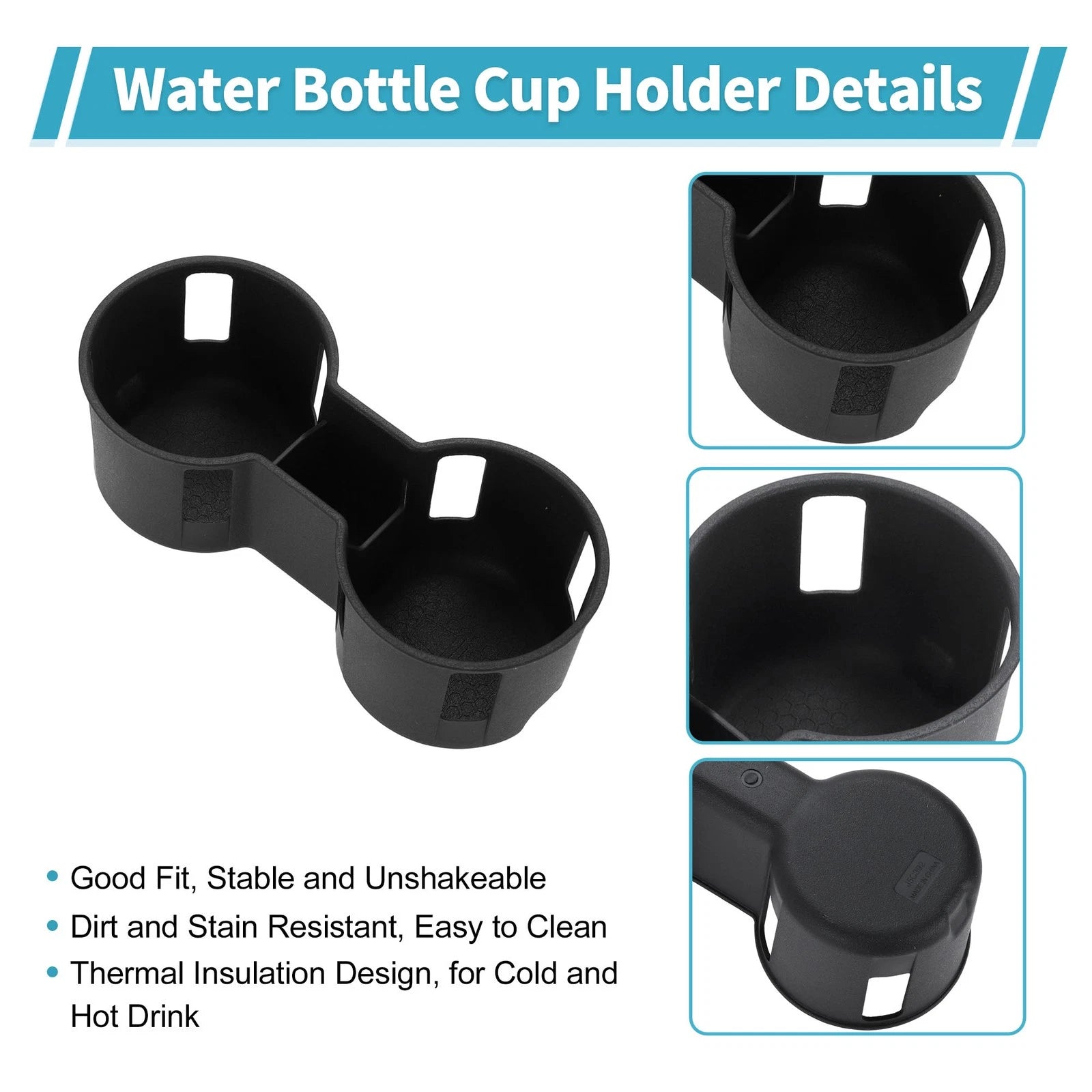 Center Console Cup Holder Organizer for Ford Ranger (2024–2025) Silicone Black 1pc
