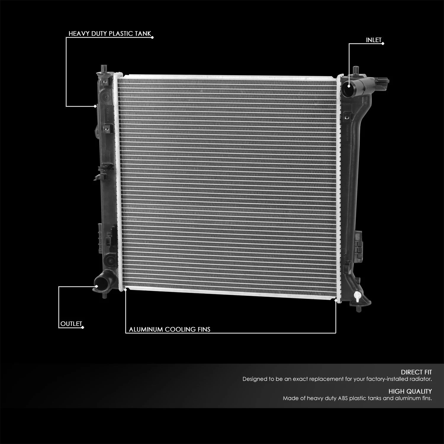 Full Aluminum Core Replacement Radiator for Hyundai Tucson (2016–2018) DPI 13577