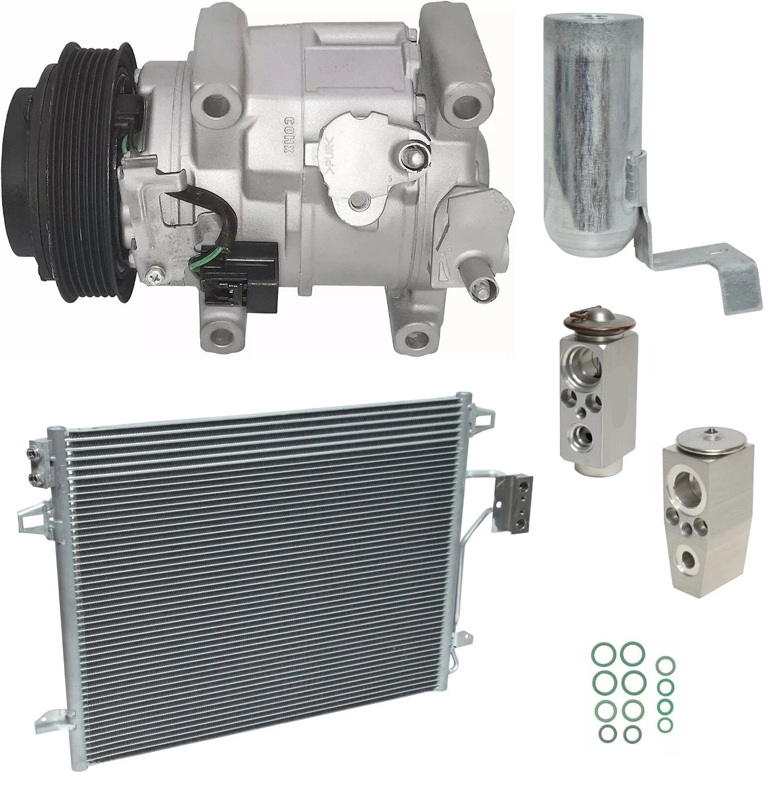 A C Compressor Kit with Condenser for Chrysler Town & Country 3.6L (2011–2016)