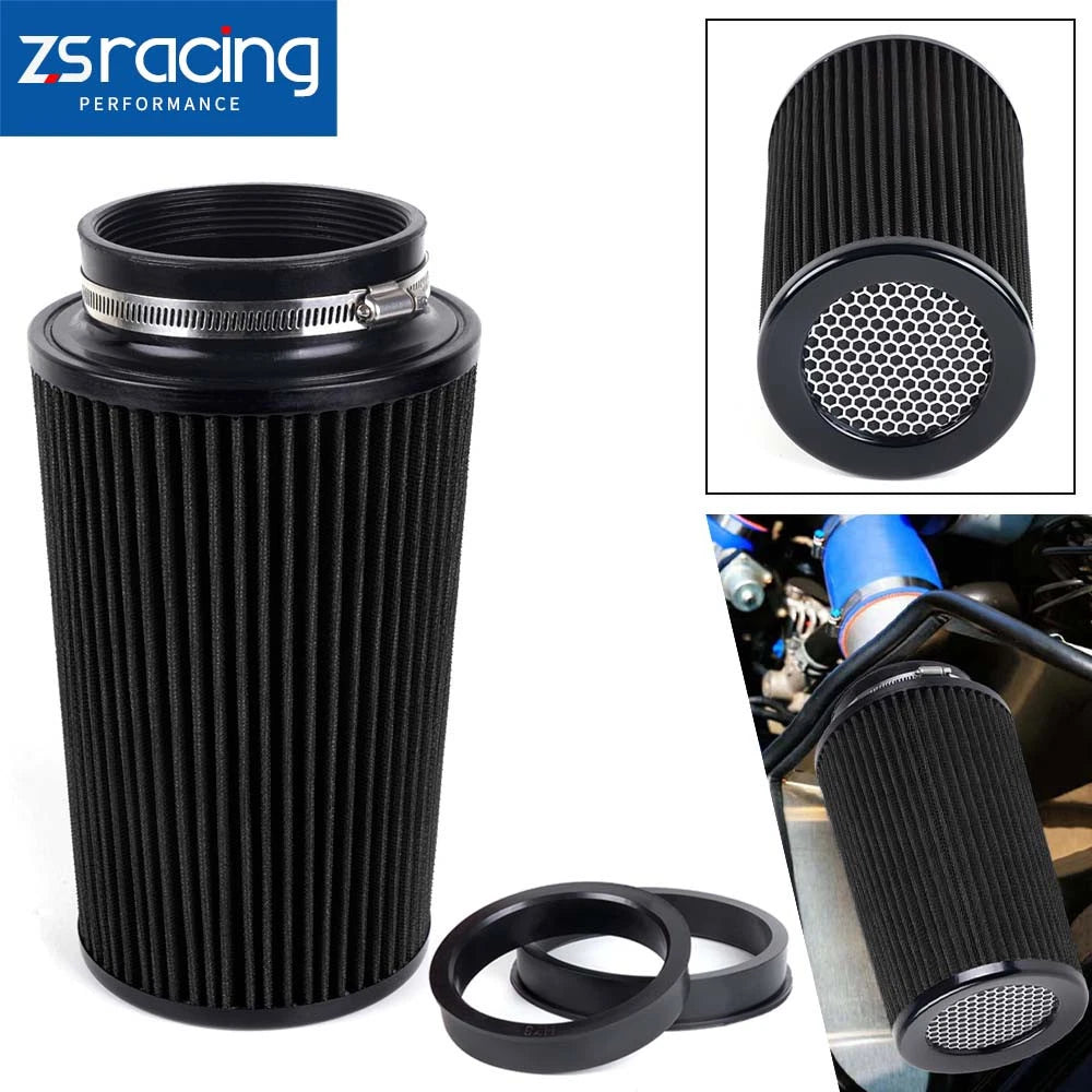 Cold Air Intake with Black Air Filter for Performance Vehicles (3", 3.5", 4", 10.5" Tall)