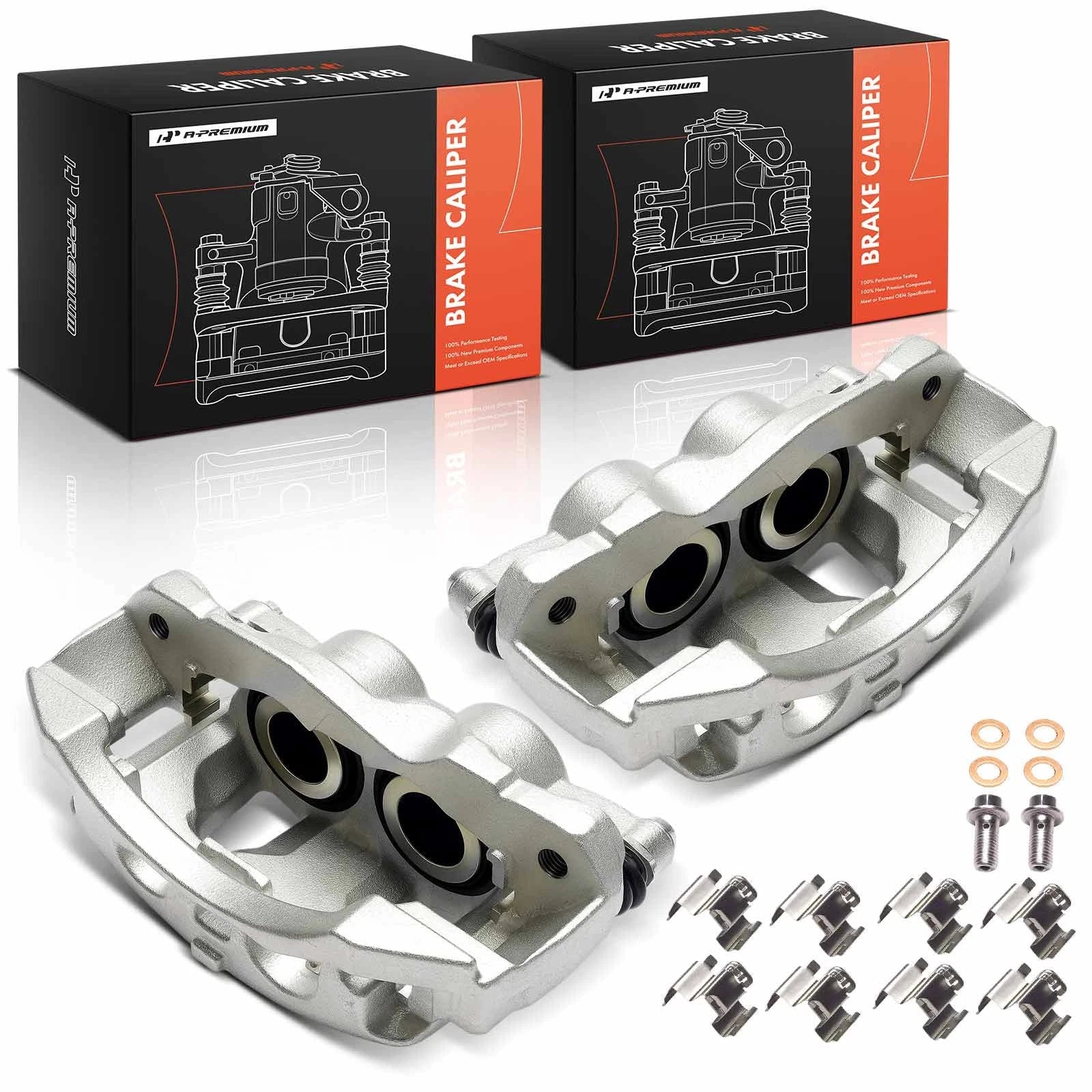Pair Front Brake Calipers with Brackets for Chevy Express 2500 GMC Savana (2003â2023)