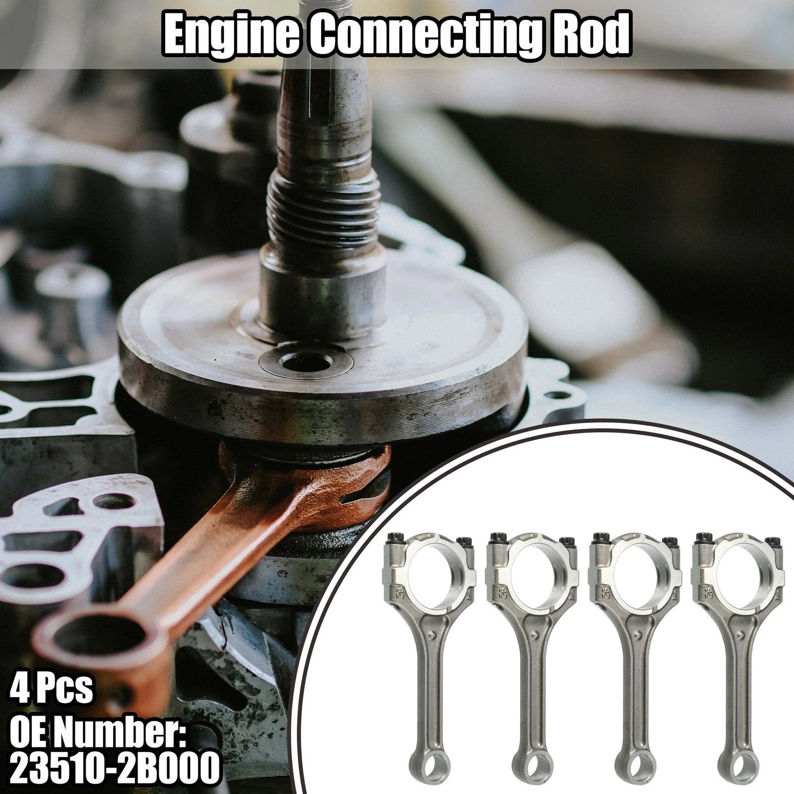 4pcs Engine Connecting Rod for Kia Soul Rio 1.6L (2010–2018) No. 23510-2B000