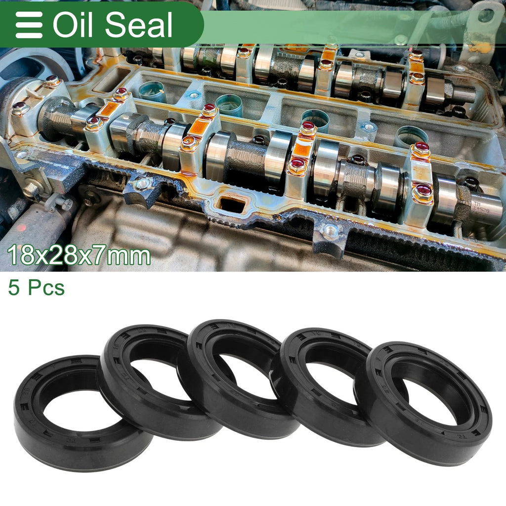 Set of 5 Oil Seal Rotary Shaft Seal NBR Rubber 18x28x7mm