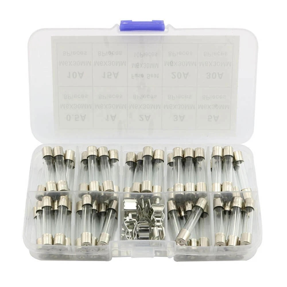 Set of 6x30mm Quick-Blow Glass Tube Fuses Assorted Kit