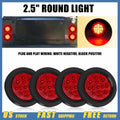 2X Round Red LED Tail Clearance Side Marker Lights for Trailer Truck Van