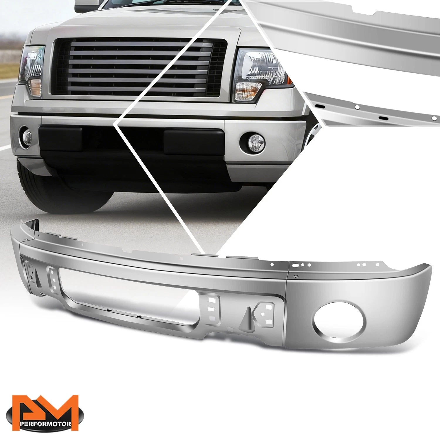 Polished Chrome Steel Front Bumper Face Bar for Ford F-150 (2009–2014)