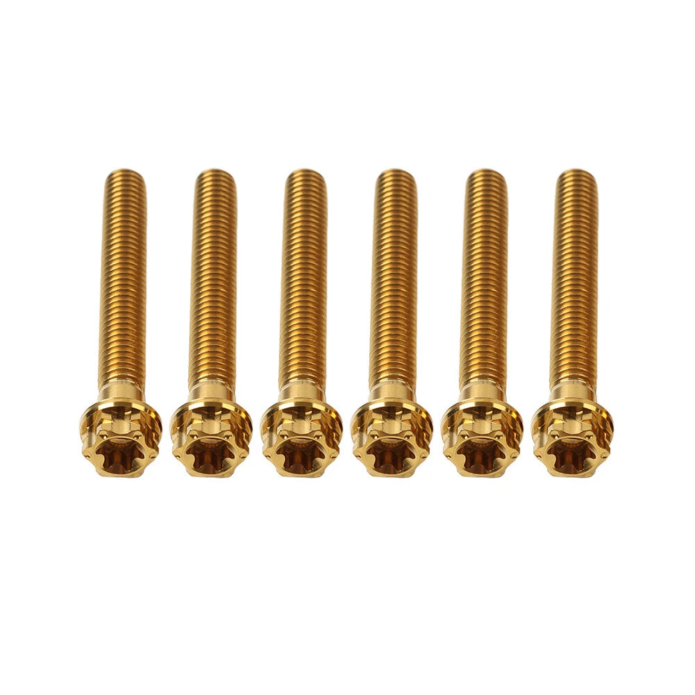 Set of 6 Titanium M8x45mm Torx Head Flange Screws for Motorcycle