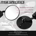Universal Black Round Anti-Glare Bar-End Sideview Mirrors for Naked Bikes