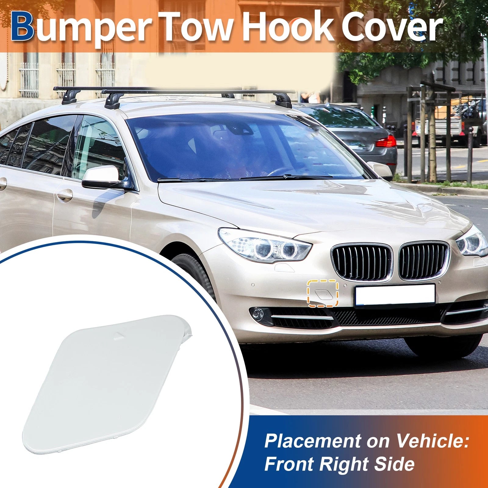 Front Right Tow Hook Cover for BMW 535i 550i GT (2010–2017) No. 51117248065 White