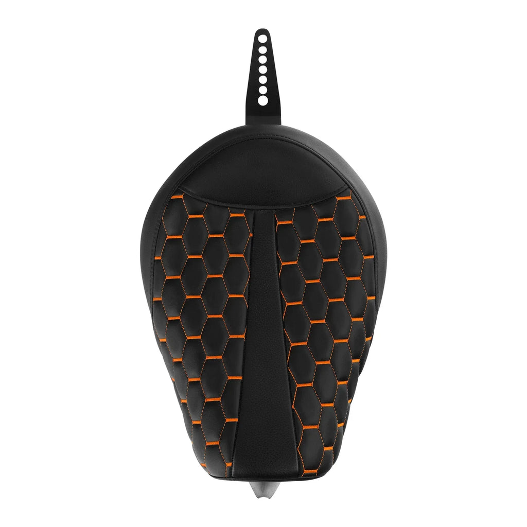 Front Driver Rider Seat for Harley Sportster XL883 1200 (2010-2022) Black/Orange