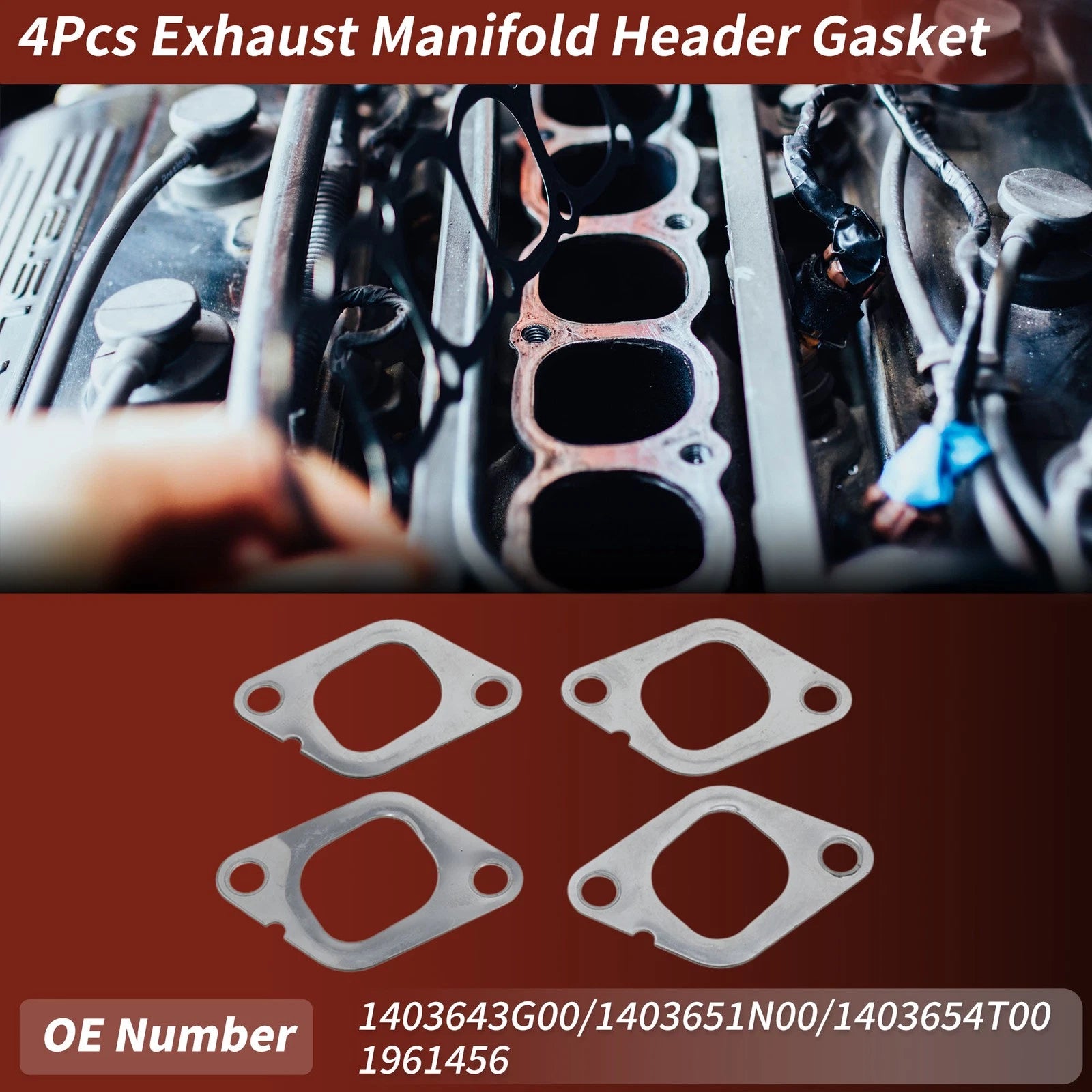 Set of 4 Exhaust Manifold Header Gaskets for Ford Maverick (1993–1996) No. 1403643G00