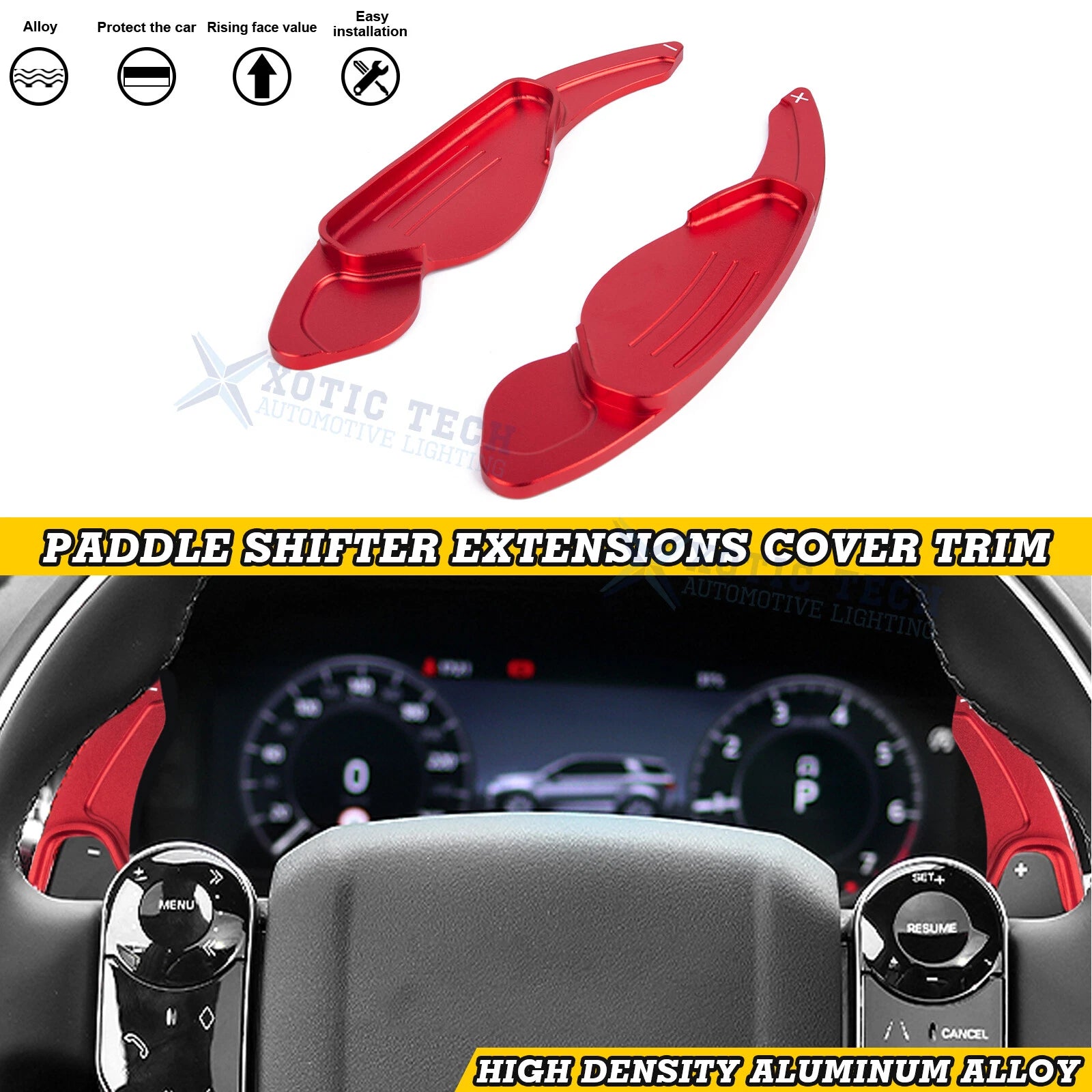 Red Aluminum Paddle Shifter Extension for Jaguar F-Pace/E-Pace/XE/XF (2016–2024)
