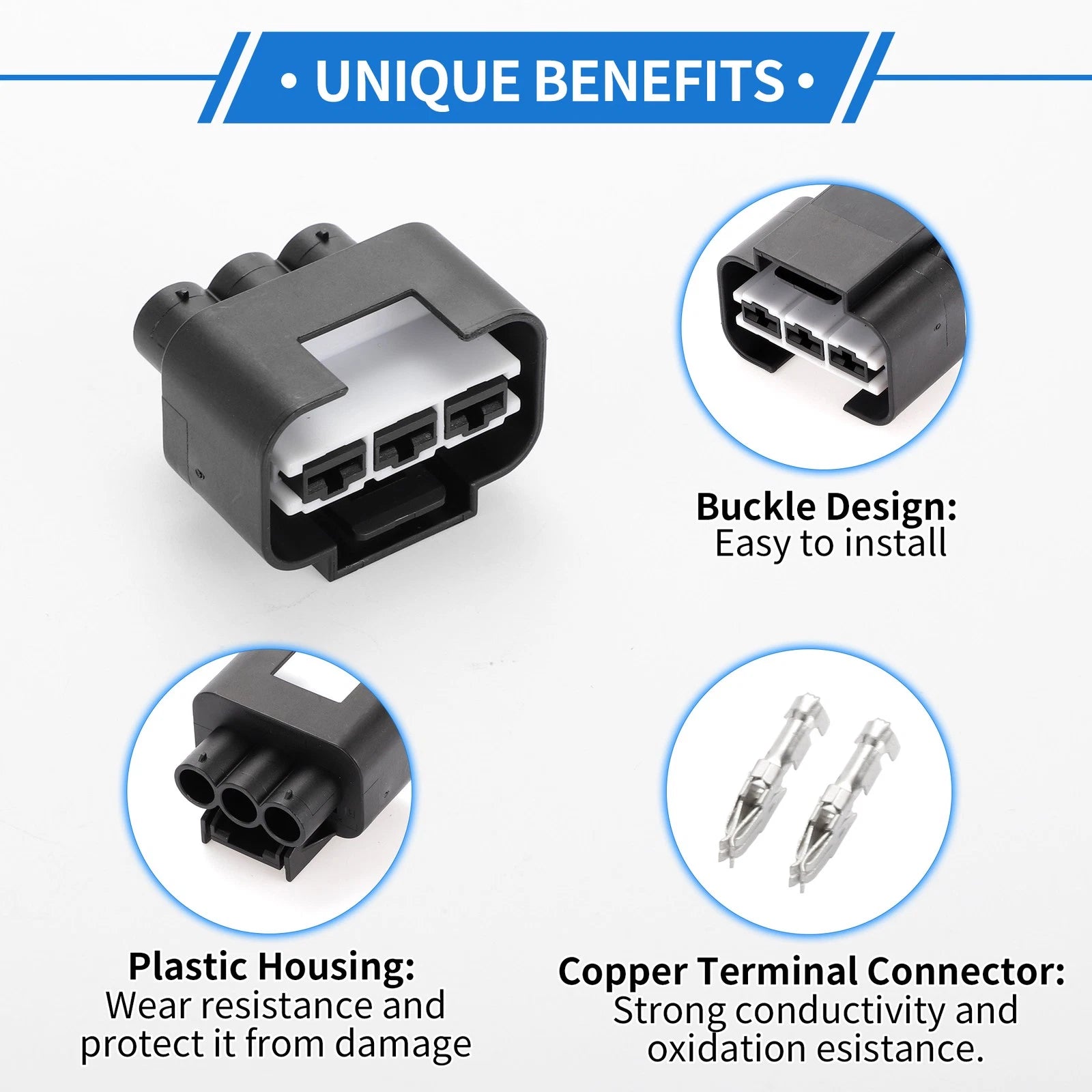 Set of 1 3 Pin Radiator Cooling Fan Connector Plug for Hyundai Kia