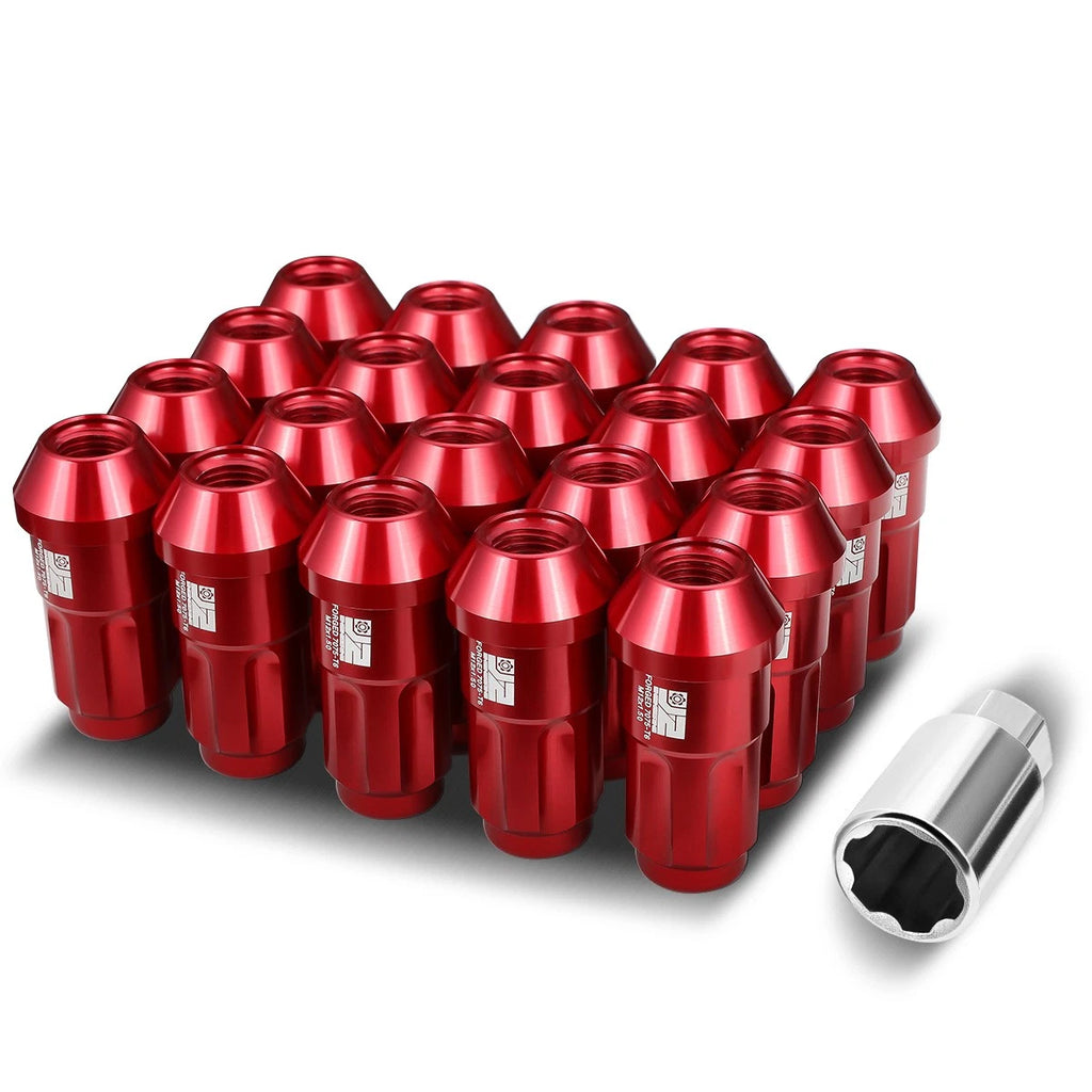 Set of 20 Closed End Lug Nuts M12 x 1.5 for J2 (Red, 24mm Diameter, 50mm Height)