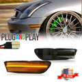2X Amber LED Front Bumper Side Marker Lights for Infiniti G35 Coupe (2003–2007)