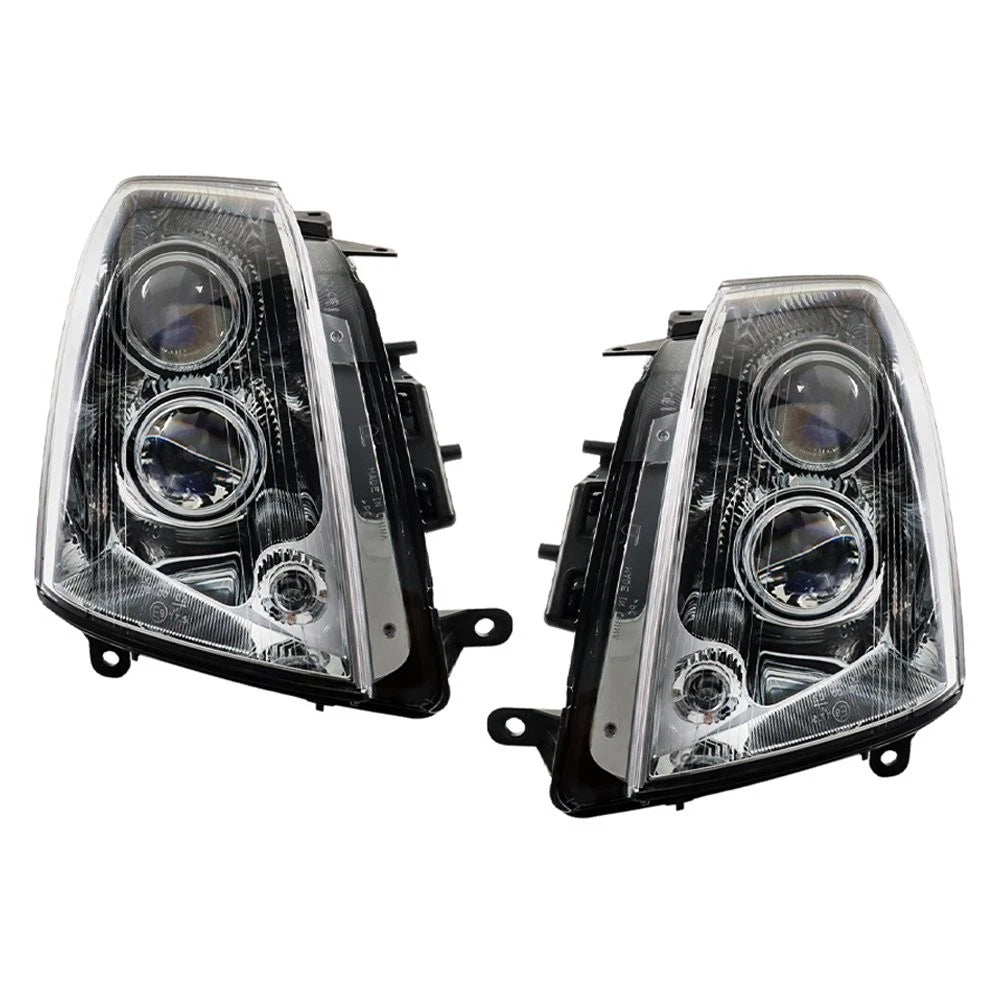 Set of 2 Headlights for Cadillac STS (2005–2011) Black Housing Clear