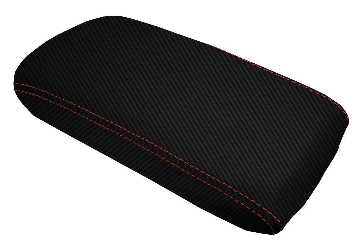 Console Lid Armrest Cover for Lexus RX350 (2010–2015) Carbon Fiber Red Stitch
