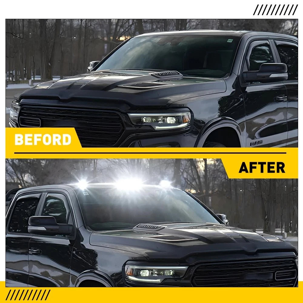 Smoked White LED Cab Roof Marker Lights for Chevy GMC Sierra (2002–2007)