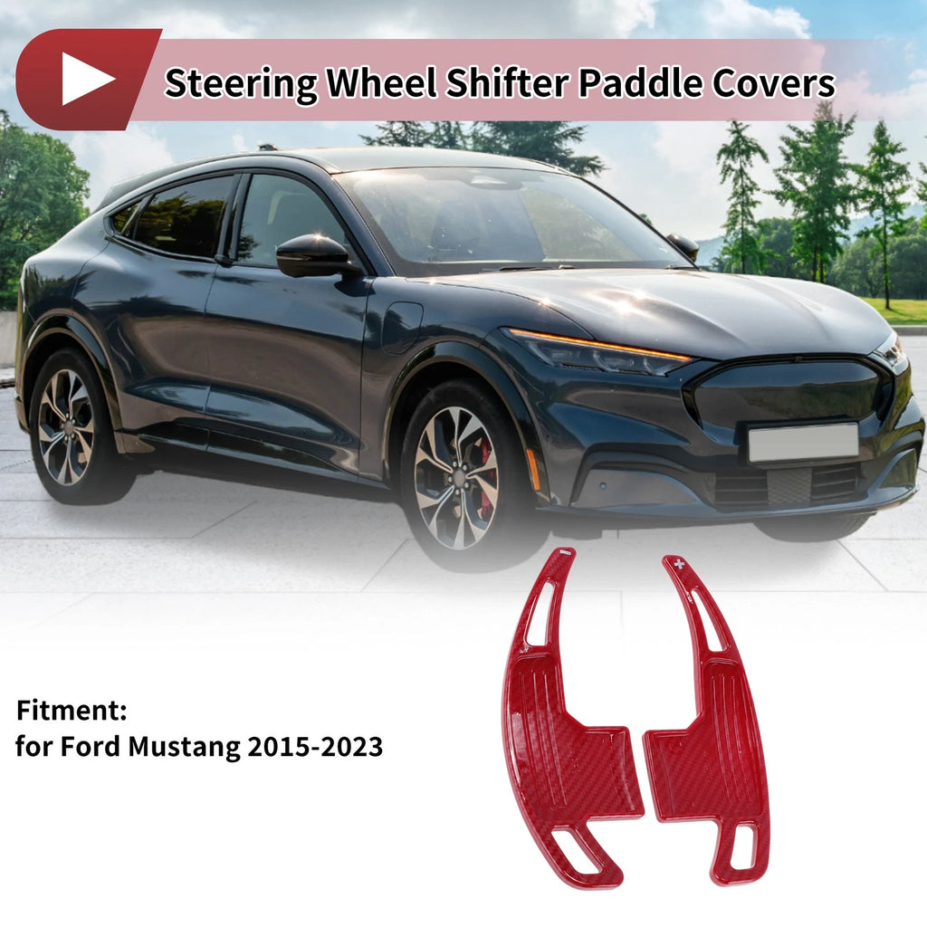 Set of 2 Red Plastic Steering Wheel Paddles for Ford Mustang (2015–2023)