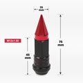 Set of 20 M12X1.5 Red JDM Cone Wheel Lug Nuts with Spline Locks and Caps