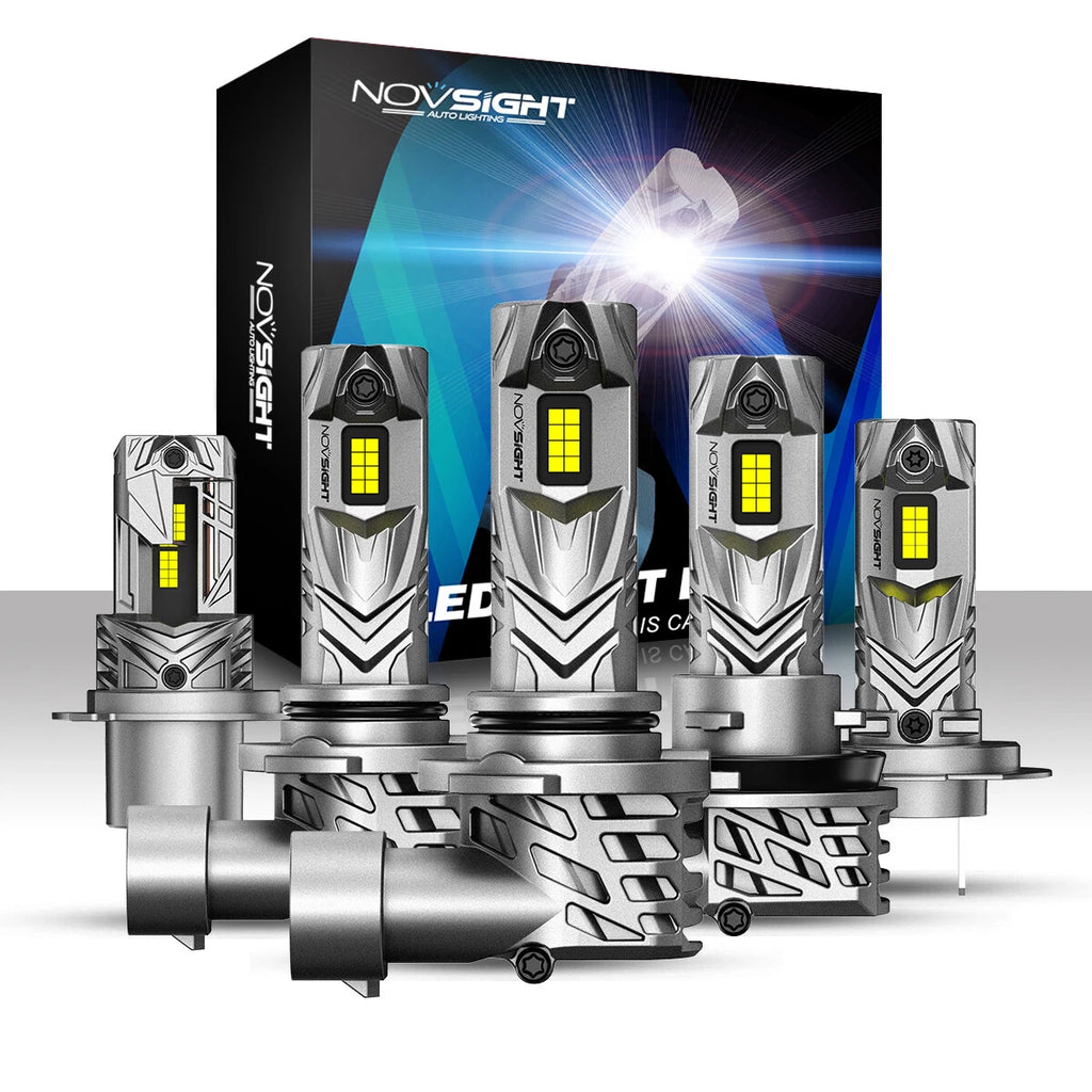 Set of 4 NOVSIGHT 9005 9006 H7 H11 H4 16000LM LED Headlight Bulbs 6500K