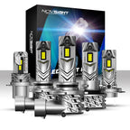 Set of 4 NOVSIGHT 9005 9006 H7 H11 H4 16000LM LED Headlight Bulbs 6500K