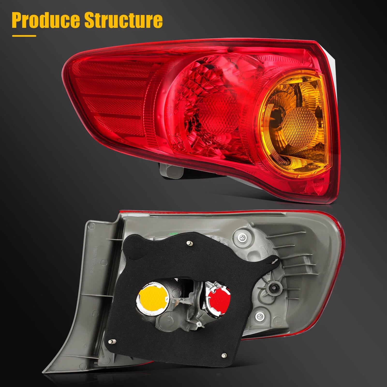 Tail Light Assembly for Toyota Corolla (2009–2010) Left Side Red Housing