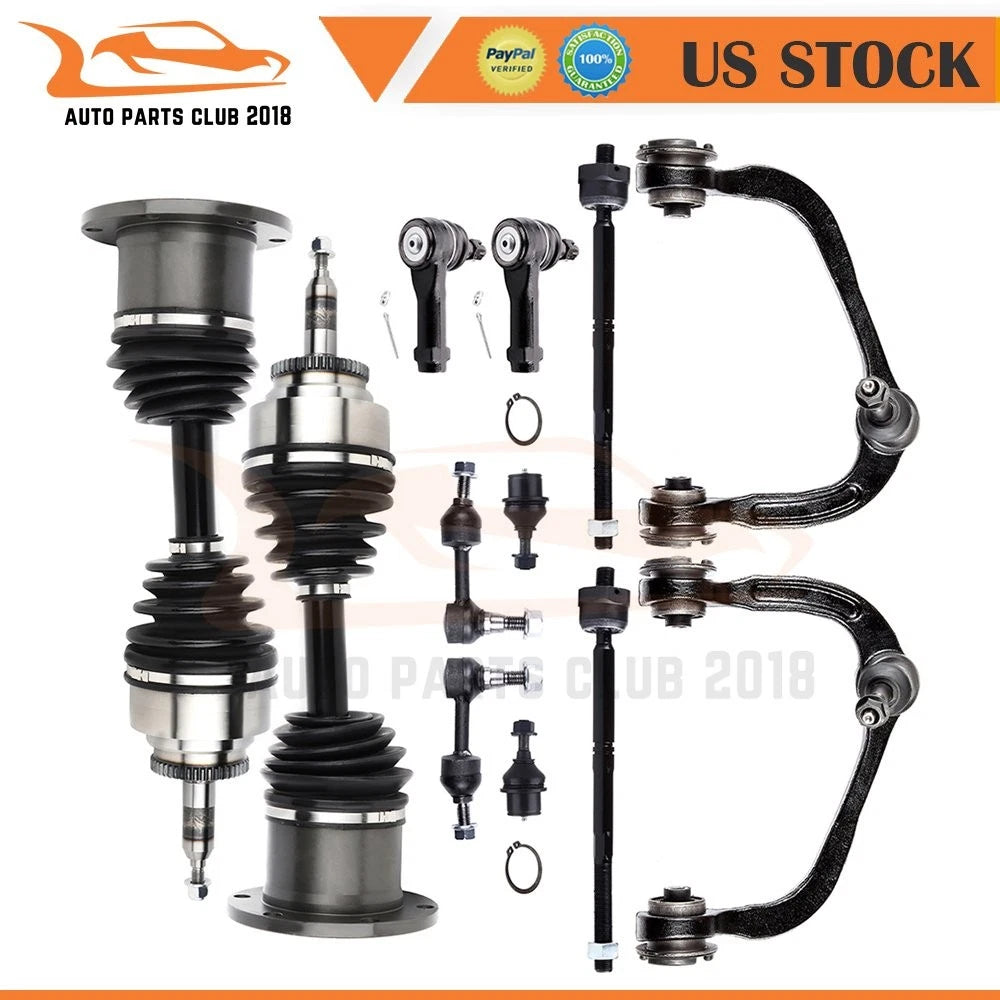 Set of 12 Front Upper Control Arm Tie Rod End CV Axle Shaft for Ford F-150 (2004–2005)