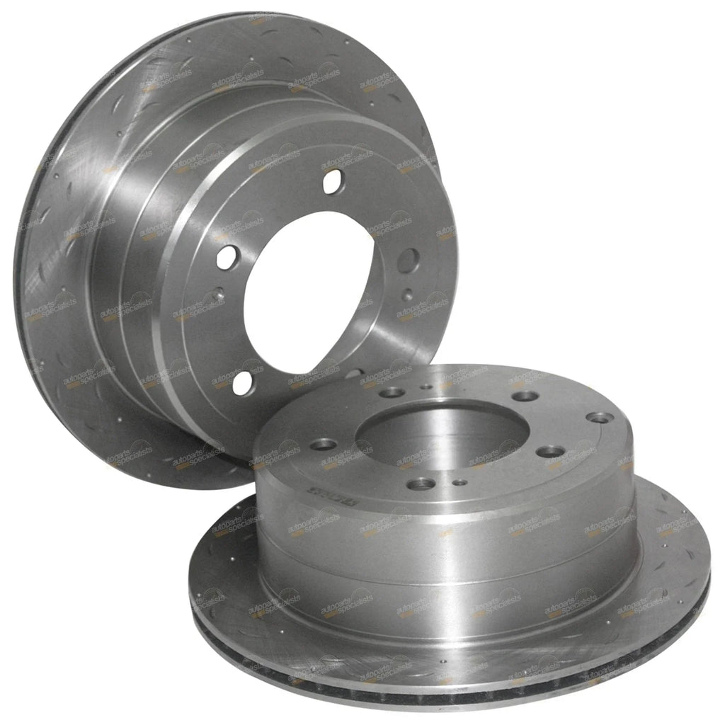 2 x Rear Drilled/Slotted Disc Rotors for Landcruiser FZJ105 HZJ105 (1998–2007)