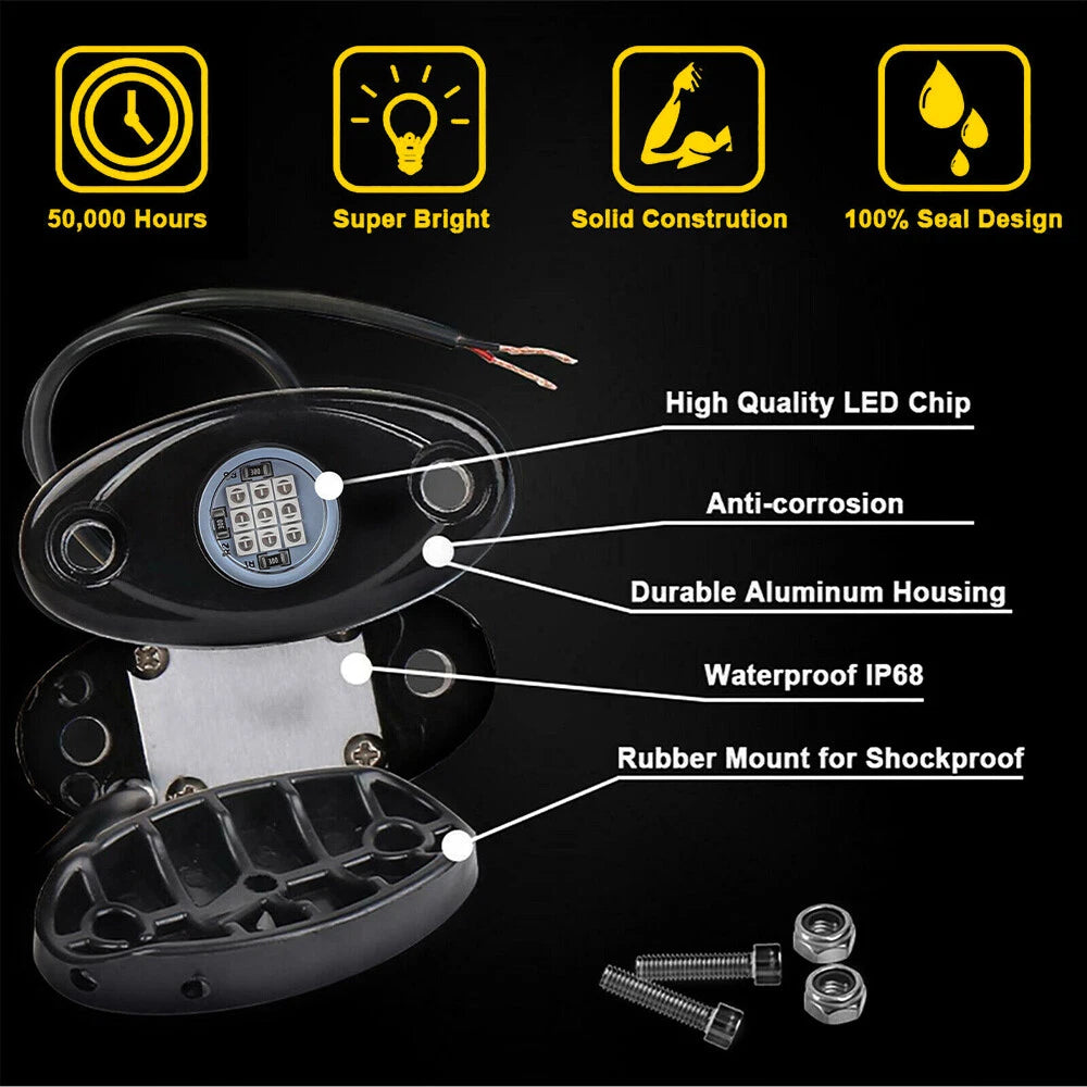 Set of 4 LED Rock Lights for Jeep