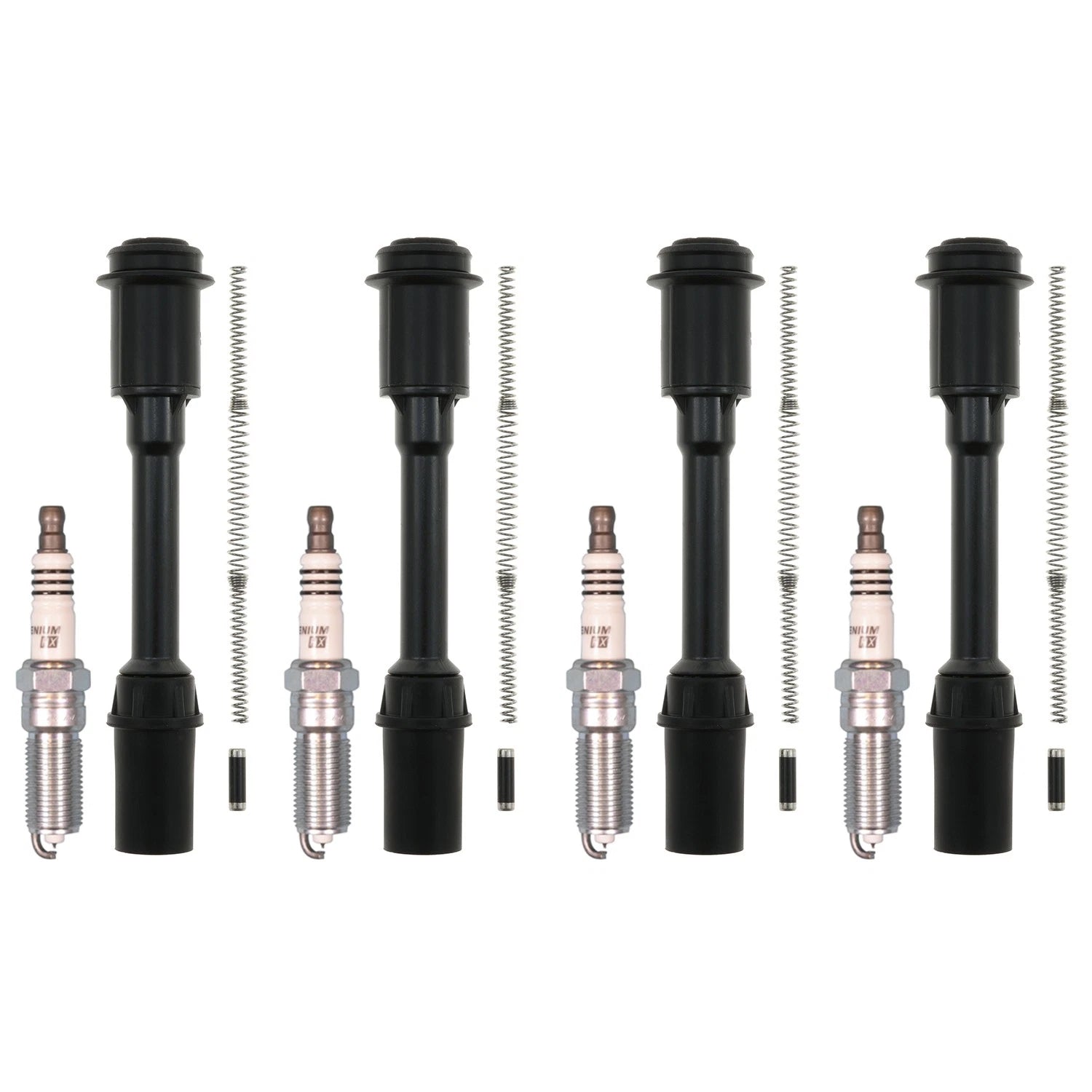 Set of 4 NGK Ruthenium HX Spark Plugs & Coil Boots for Ford Escape Fusion (N/A)