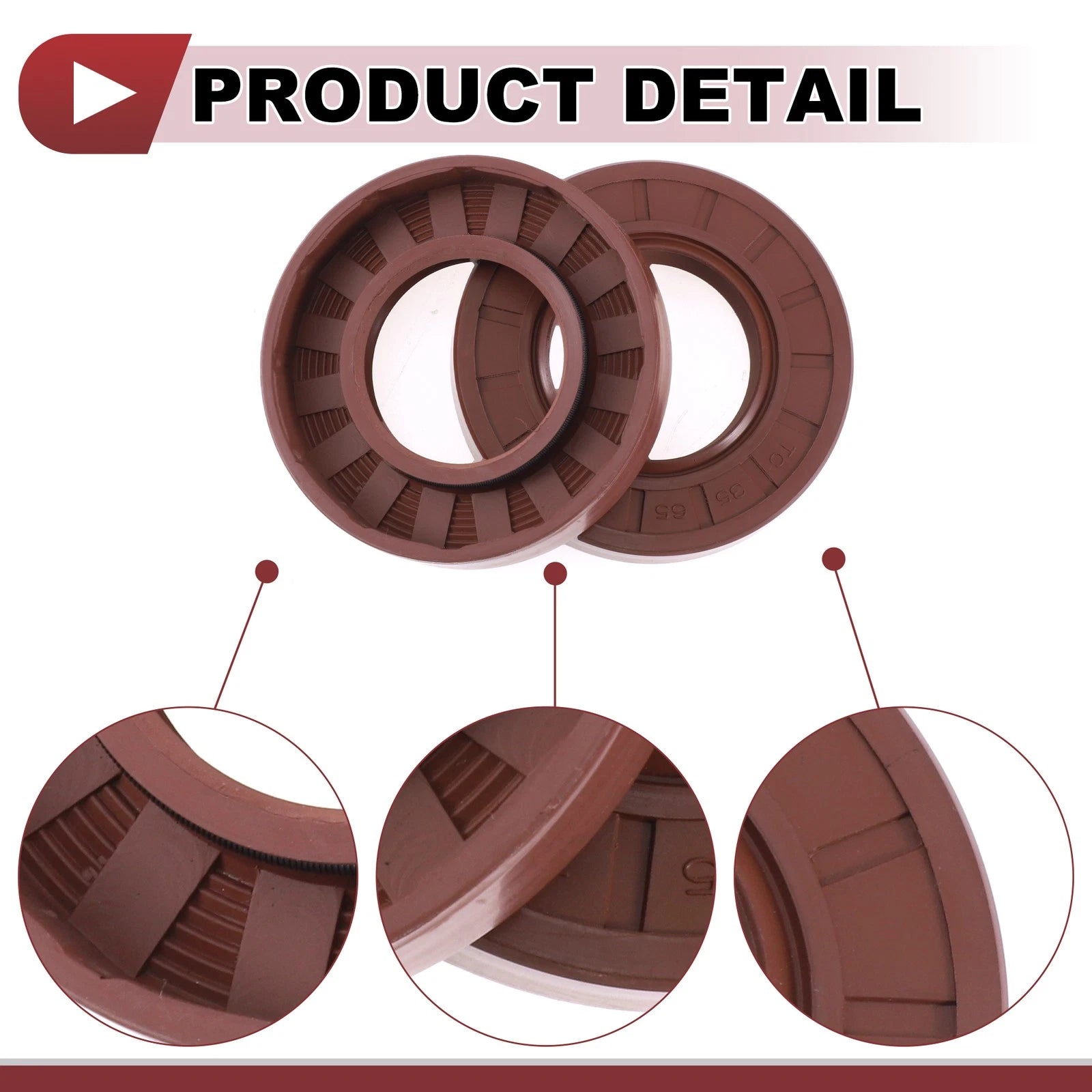 Set of 2 Oil Seal Rotary Shaft Seal FKM Rubber 35x65x12mm for Various Models