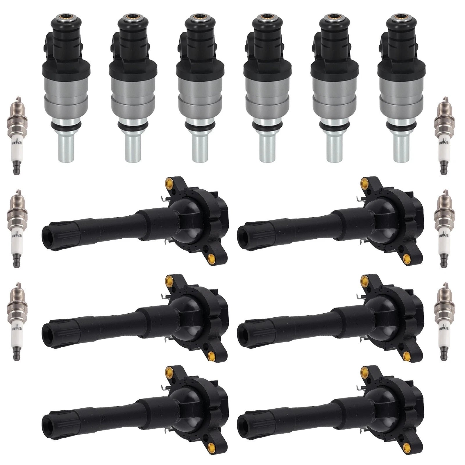 Set of 6 Fuel Injectors & Ignition Coils for BMW 325i (2001–2002)