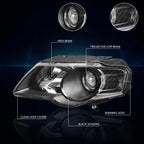 Projector Headlight for VW Passat (2006–2010) - Clear Side Corner Black