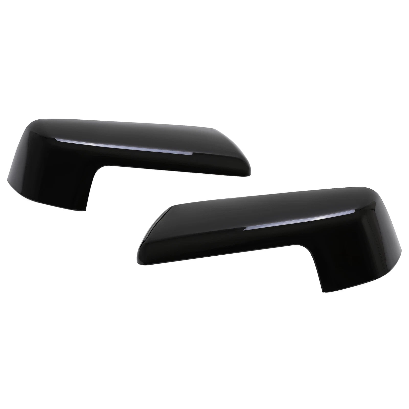 Pair Gloss Black Mirror Cap Covers for Chevy Silverado GMC Sierra 1500 (2019-2023)