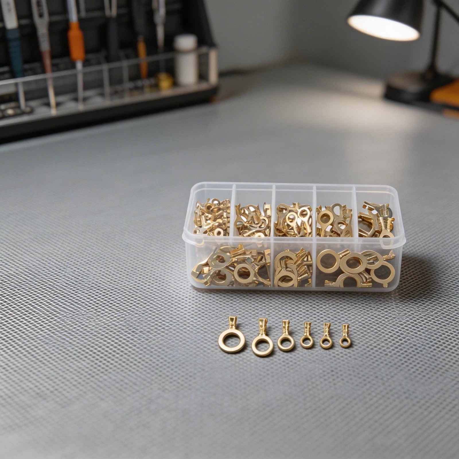 150PCS Brass Ring Eye Terminal Cable Lug Kit M10 Wire Connectors