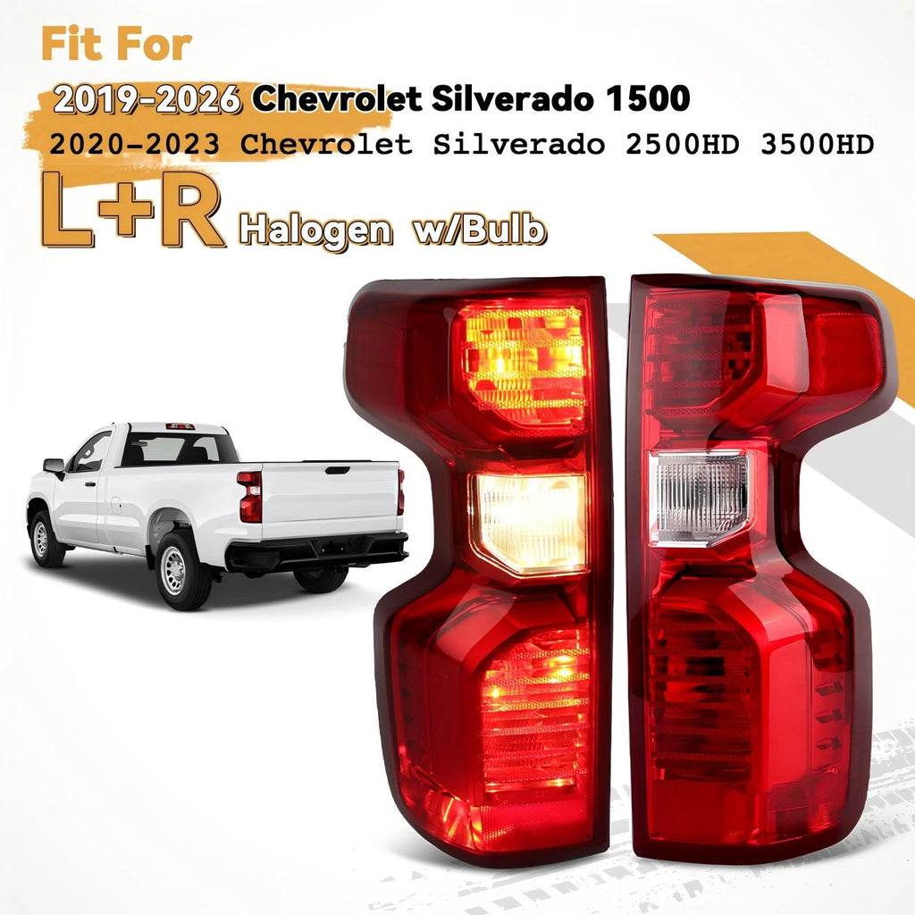 Halogen Tail Light Brake Lamp Left+Right Pair for Chevy Silverado 1500 (2019–2026)