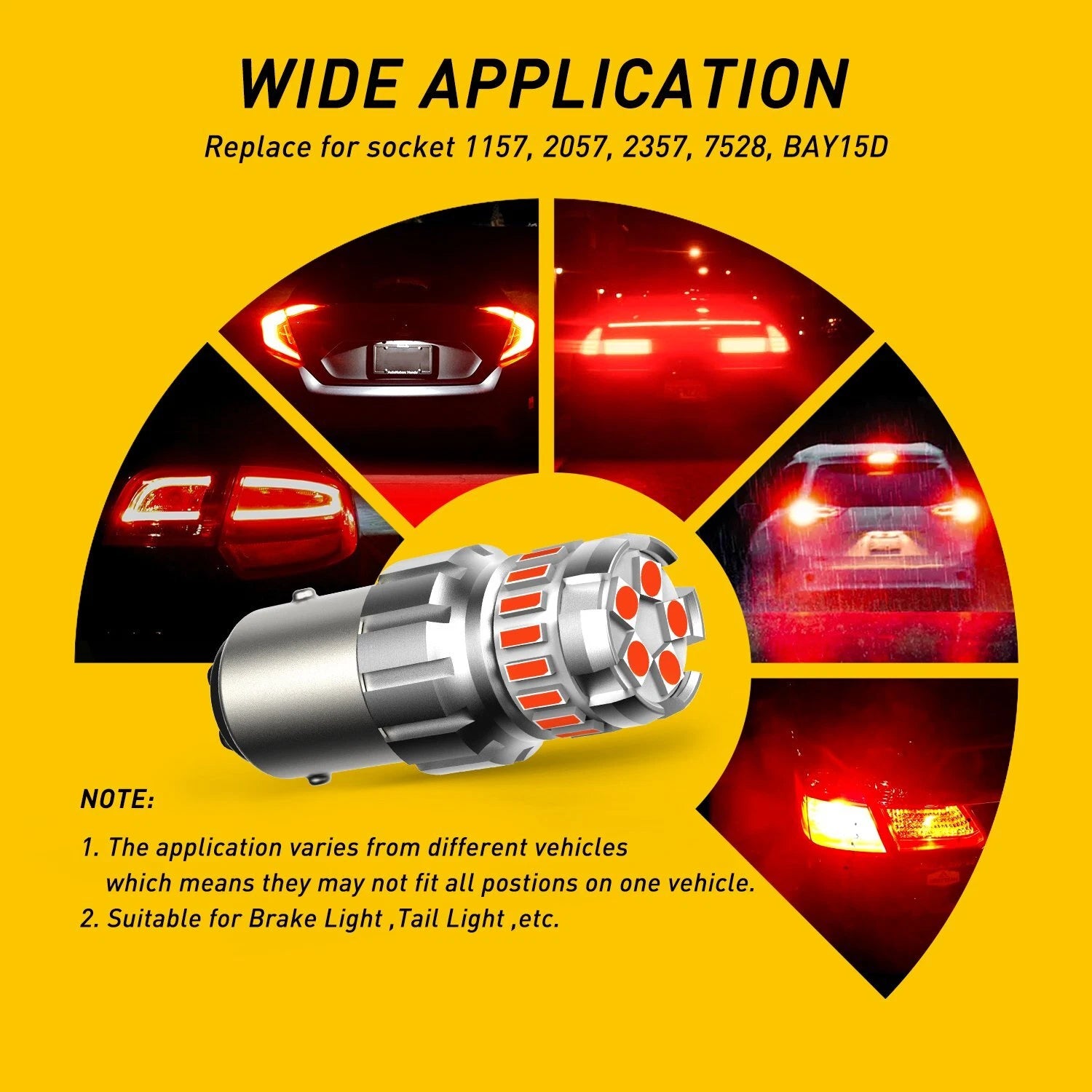 2X LED Tail Stop Brake Turn Signal Bulb for Various Models (YYYY–YYYY)