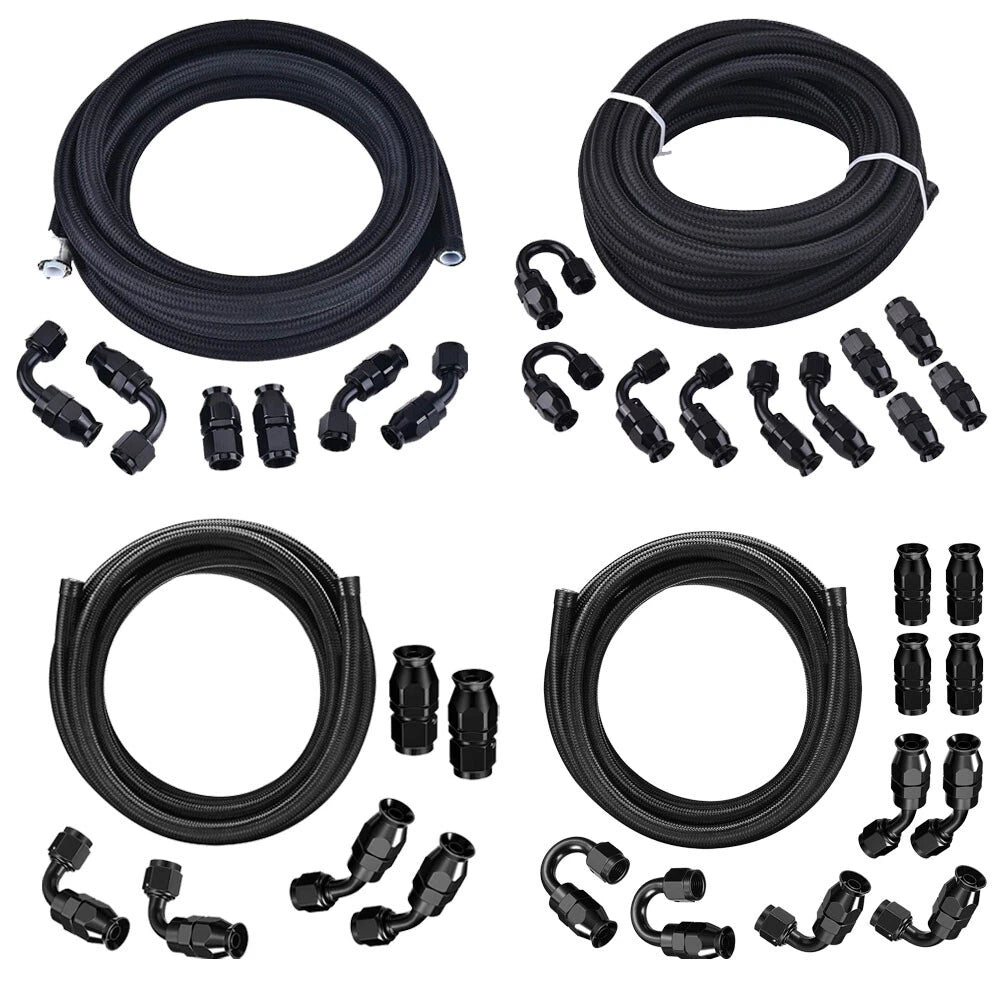 PTFE Fuel Line Hose Kit for 6/8/10AN Black Nylon PTFE (E85) (2010–2016)