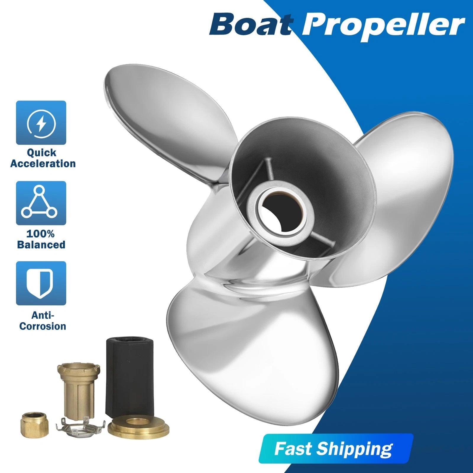 14 3/4X19 Stainless Propeller for Mercury Engines (90-300HP, 15 Spline, RH) 48-898998A46