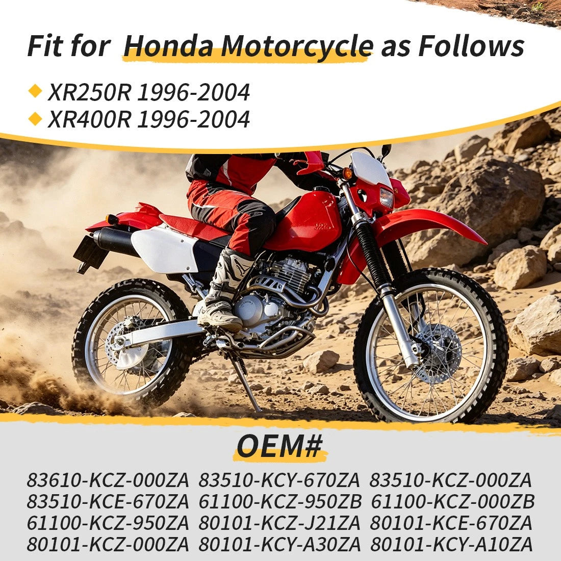 Plastic Kit for Honda XR400R XR250R (1996–2004) - Front/Rear Fenders & Side Panels