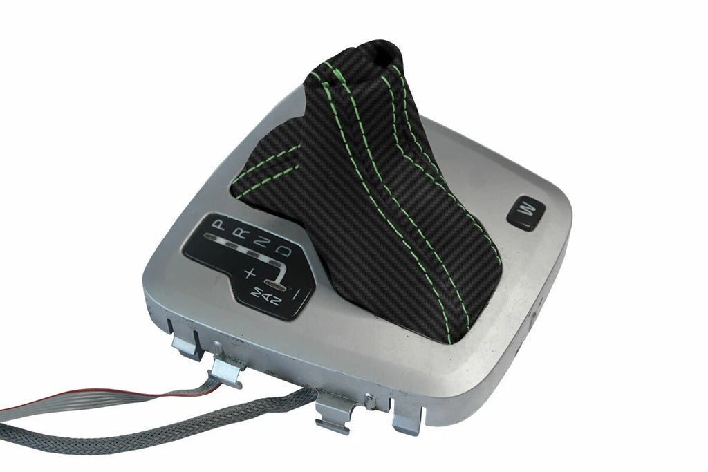 Automatic Shift Boot Cover for Volvo XC90 (2003–2014) Carbon Fiber Green Stitch