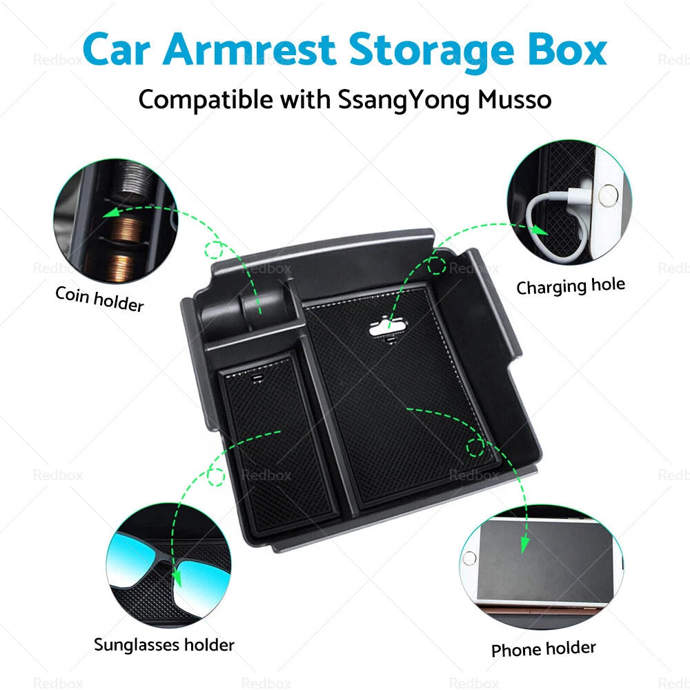 Center Console Armrest Storage Box Tray for SsangYong Musso (2019–2022)